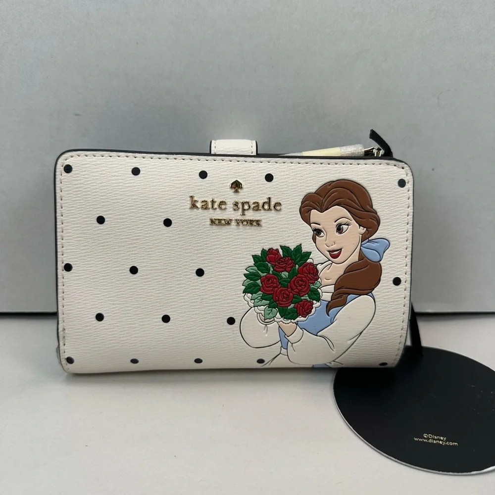 Disney X Kate Spade New York Beauty And The Beast Medium Compact Bifold Wallet